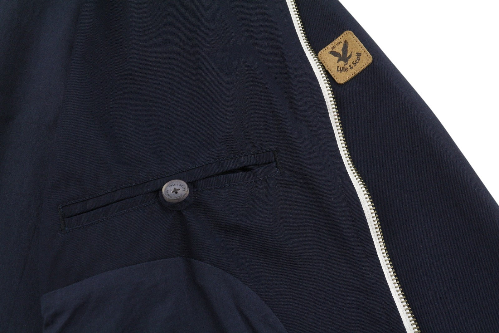 LYLE & SCOTT Men Jacket L Dark Blue Hooded Lined Full Zip
