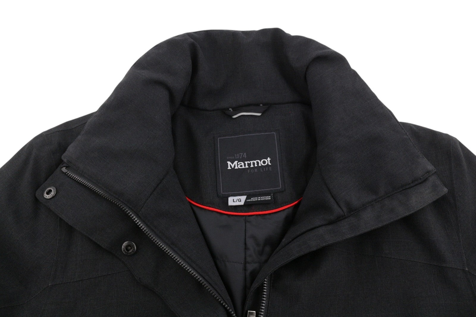 MARMOT Women Jacket L Black Melange Padded Mid-Length Full Zip