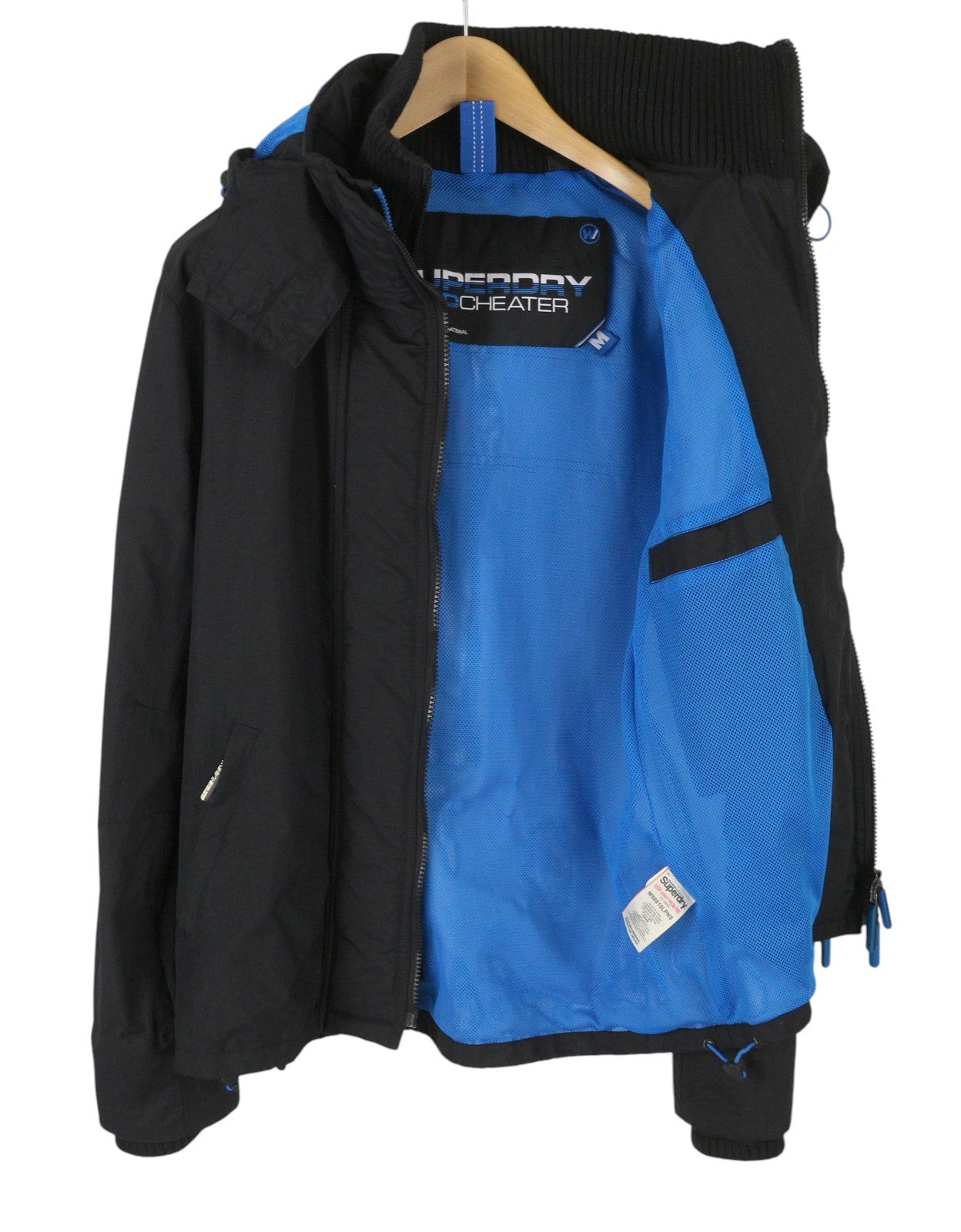 SUPERDRY Windcheater Men Jacket M Black Triple Zip Hooded