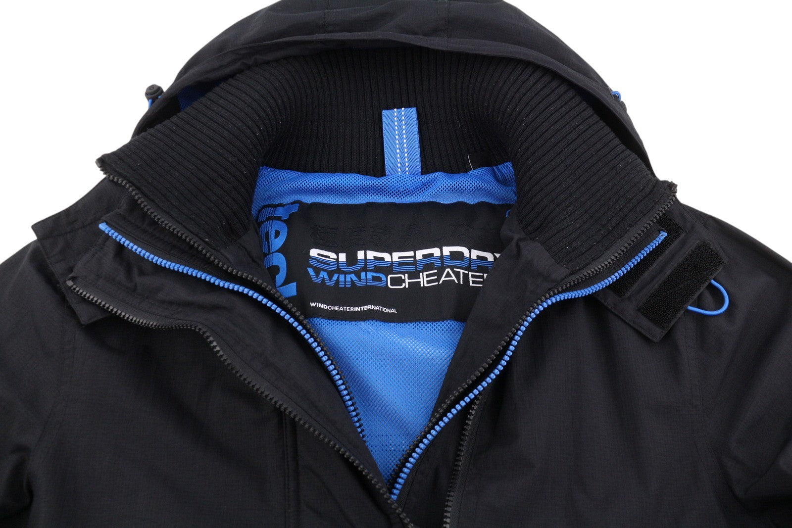 SUPERDRY Windcheater Men Jacket M Black Triple Zip Hooded
