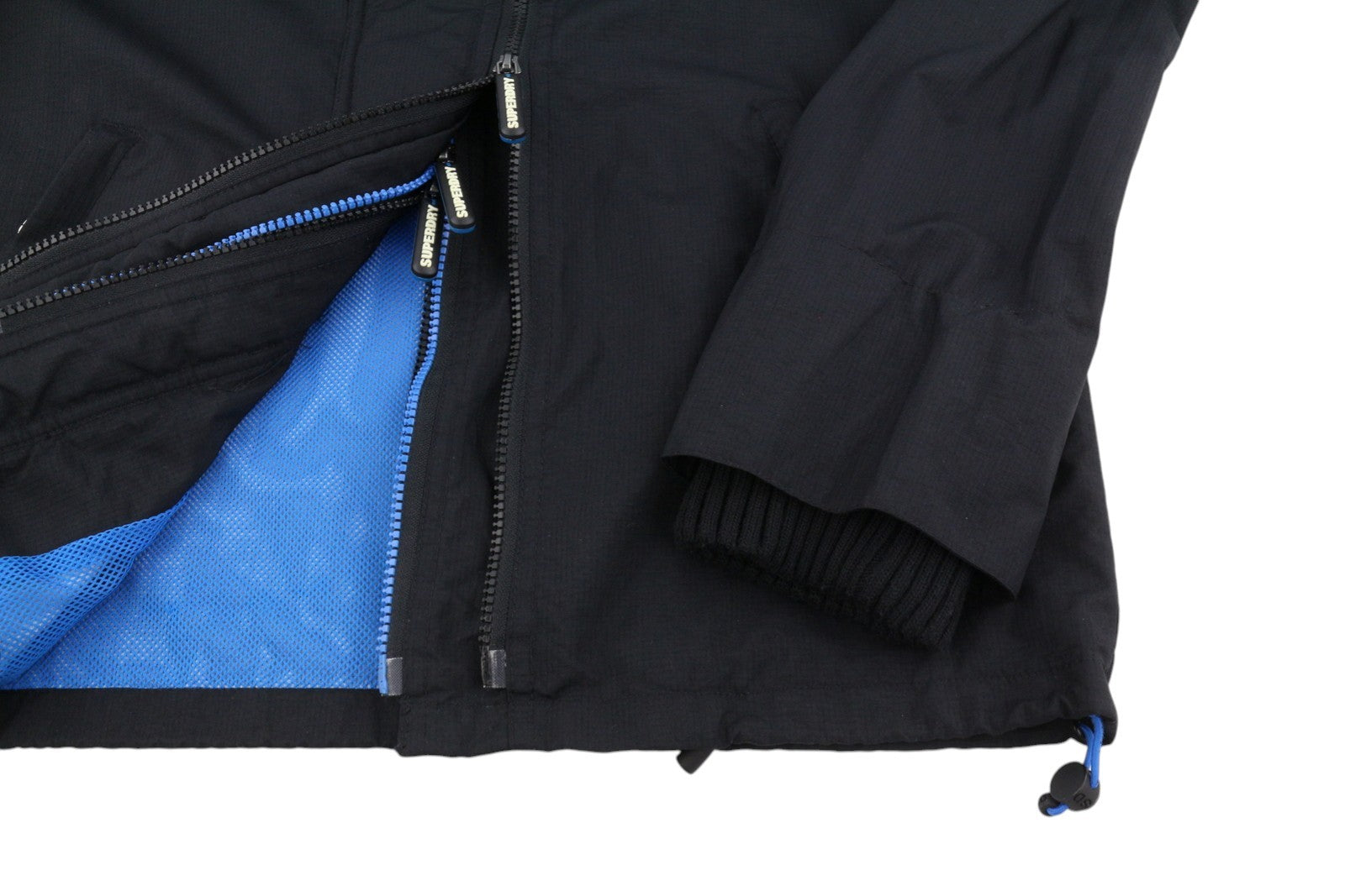 SUPERDRY Windcheater Men Jacket M Black Triple Zip Hooded