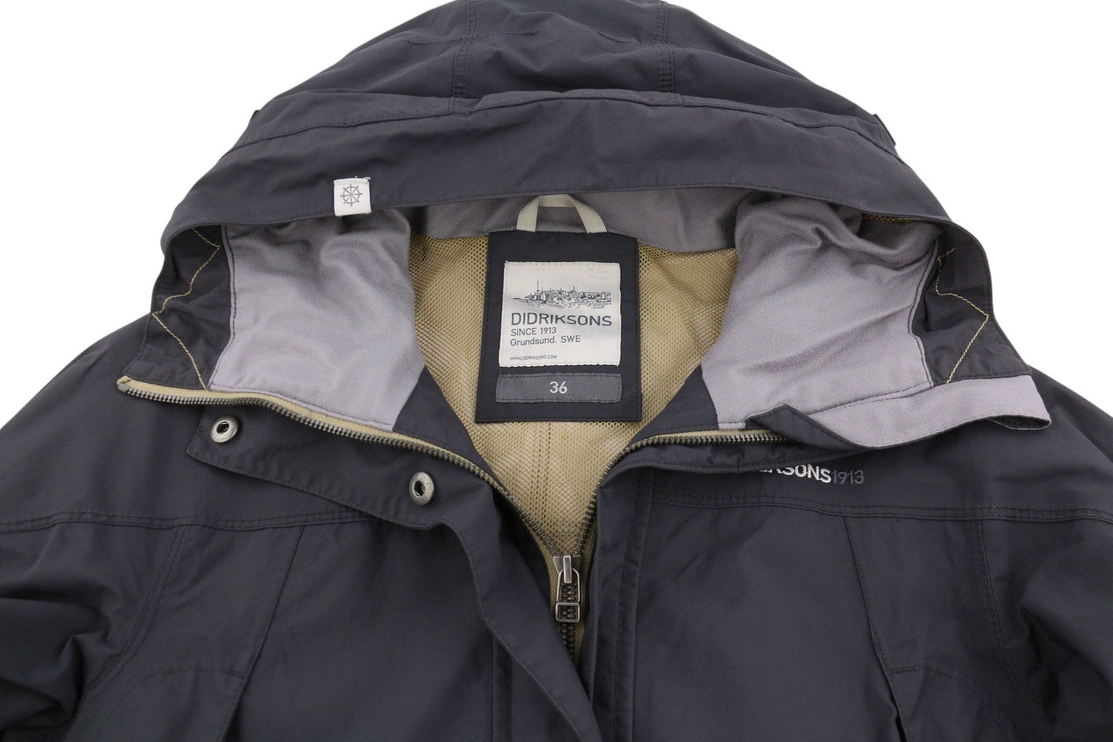 DIDRIKSONS Thelma Coat Women Jacket EU36 S Grey Hooded Mid-Length