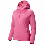COLUMBIA Women Jacket XL Pink Melange Softshell Hooded Full Zip