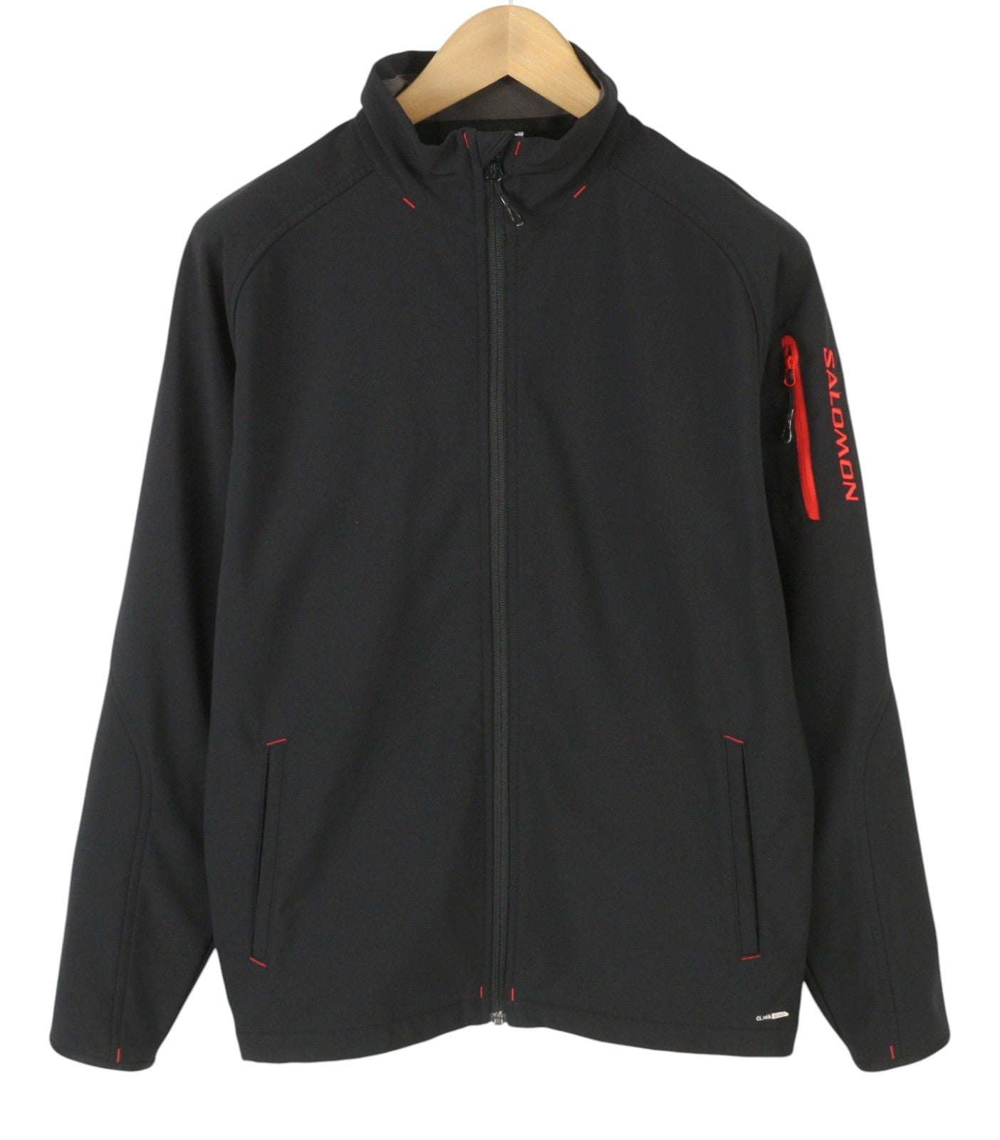 SALOMON Men Jacket M Black Clima Wind High Neck Fleece Lined
