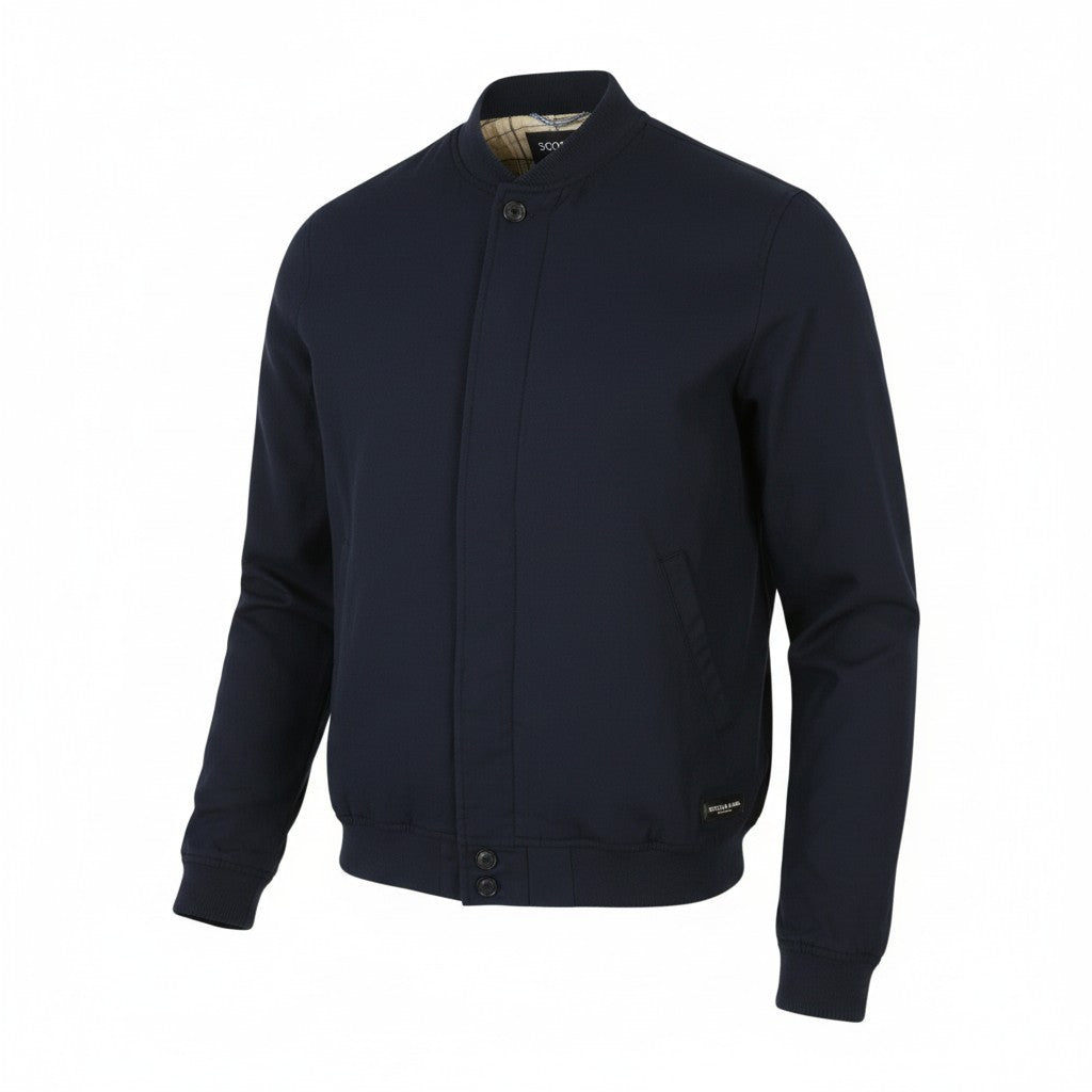 SCOTCH & SODA Men Jacket L Dark Blue Hidden Button-Up Bomber