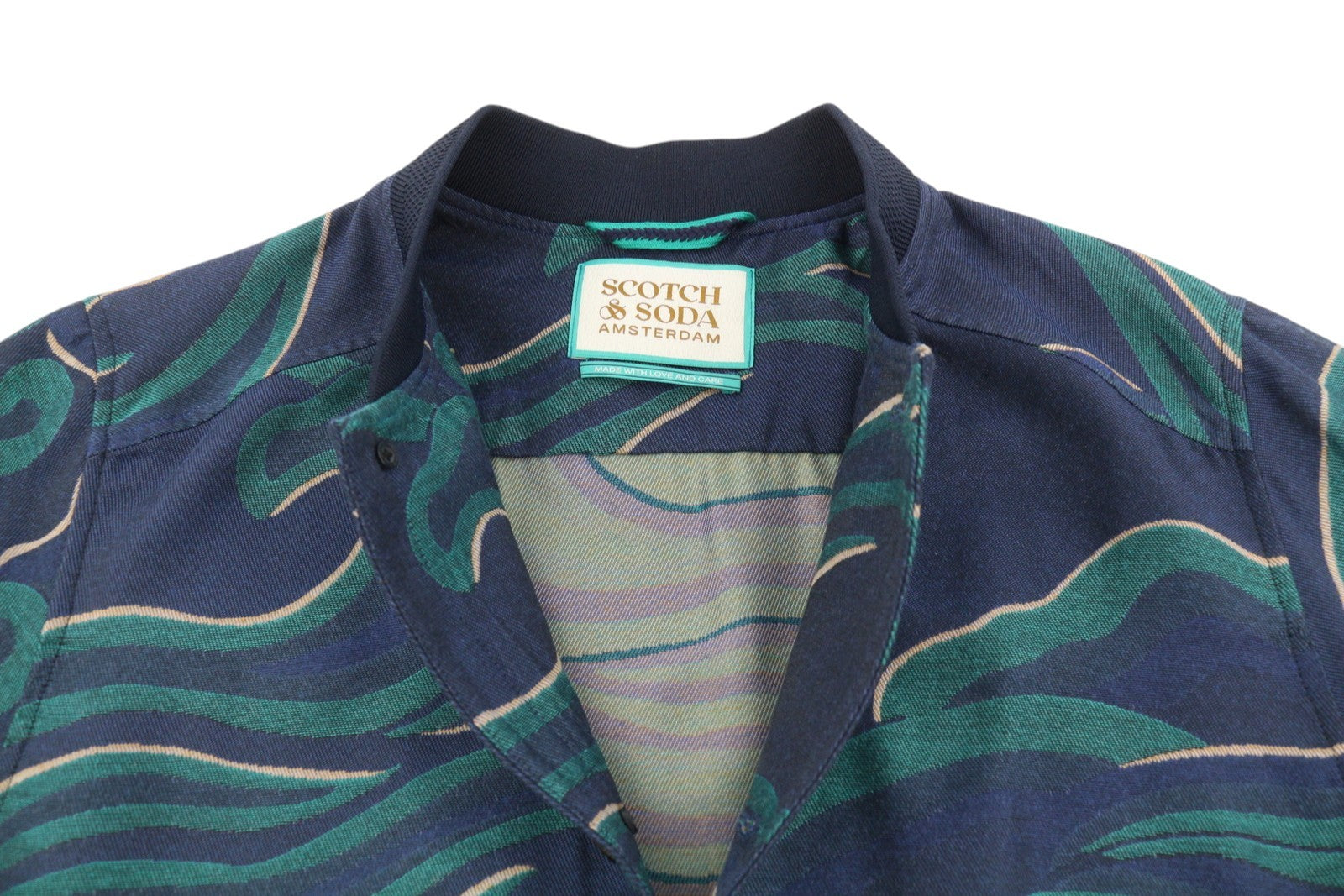 SCOTCH & SODA Men Jacket M Dark Blue Patterned Button-Up Bomber