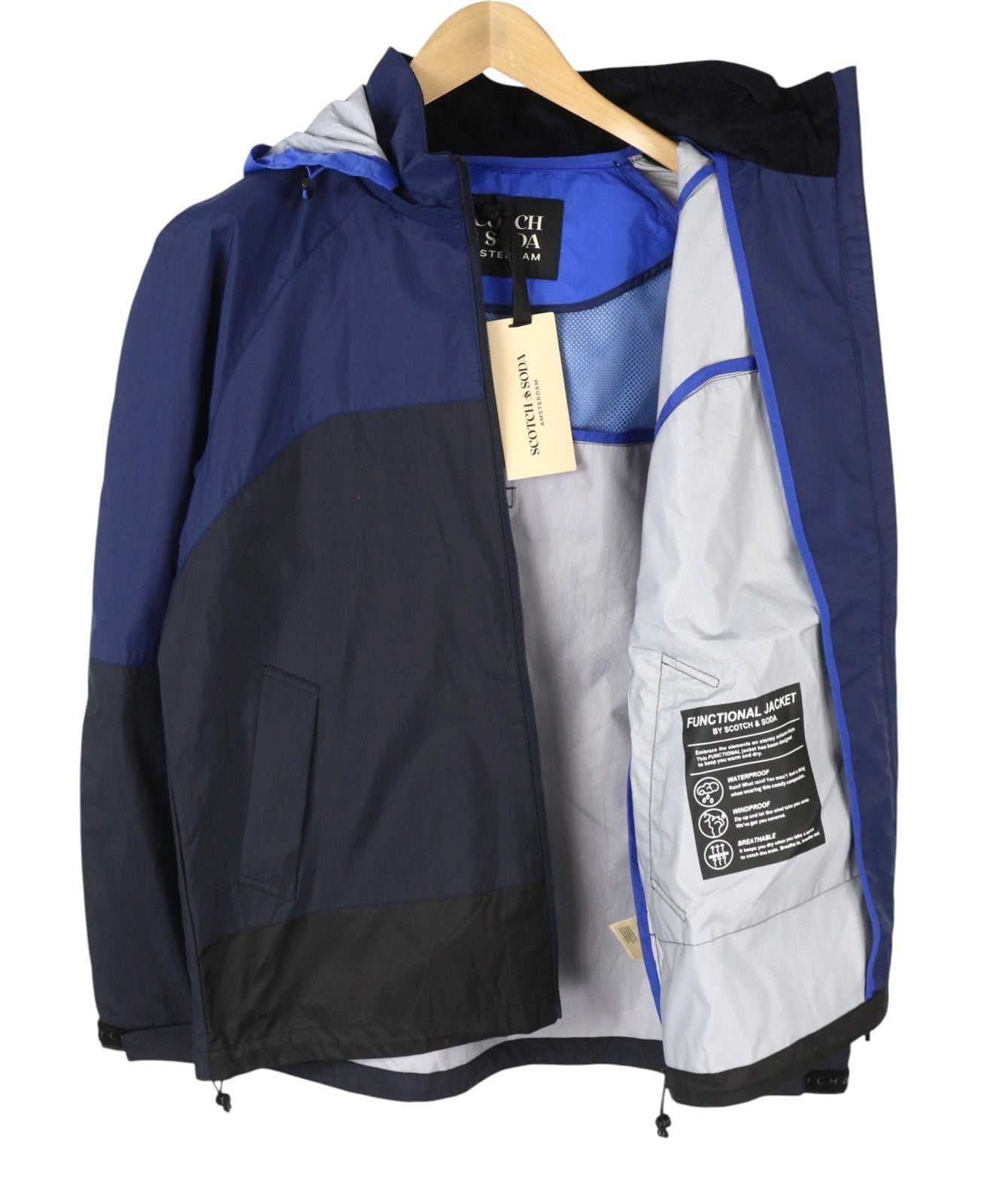 SCOTCH & SODA Men Jacket M Blue Waterproof Windproof Breathable