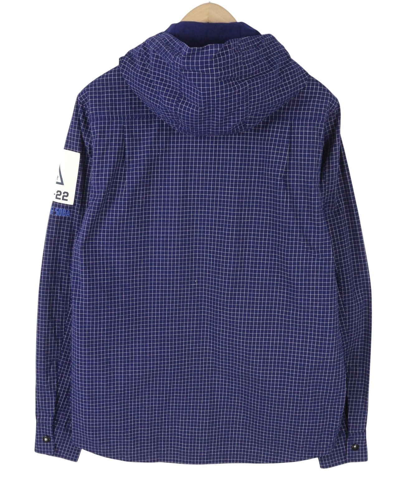 SCOTCH & SODA Men Jacket M Blue Plaid Hooded Full Zip Lightweight