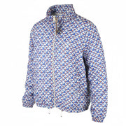 SCOTCH & SODA Men Jacket M Blue Patterned Hidden Hood Full Zip