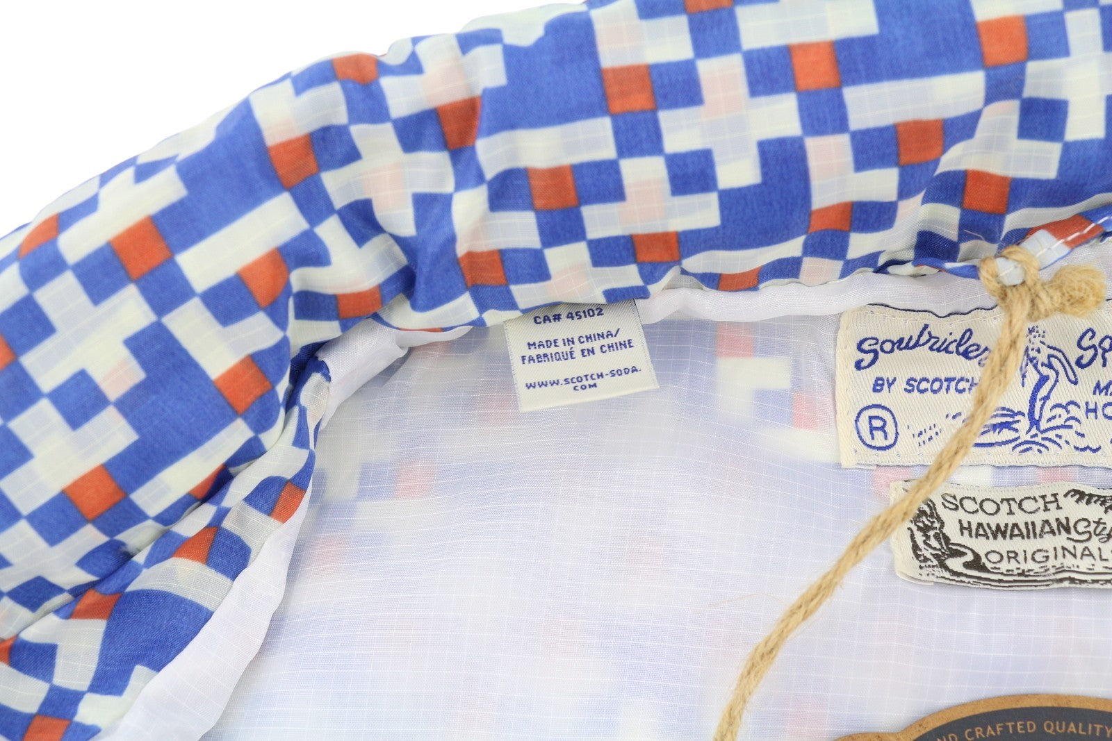 SCOTCH & SODA Men Jacket M Blue Patterned Hidden Hood Full Zip