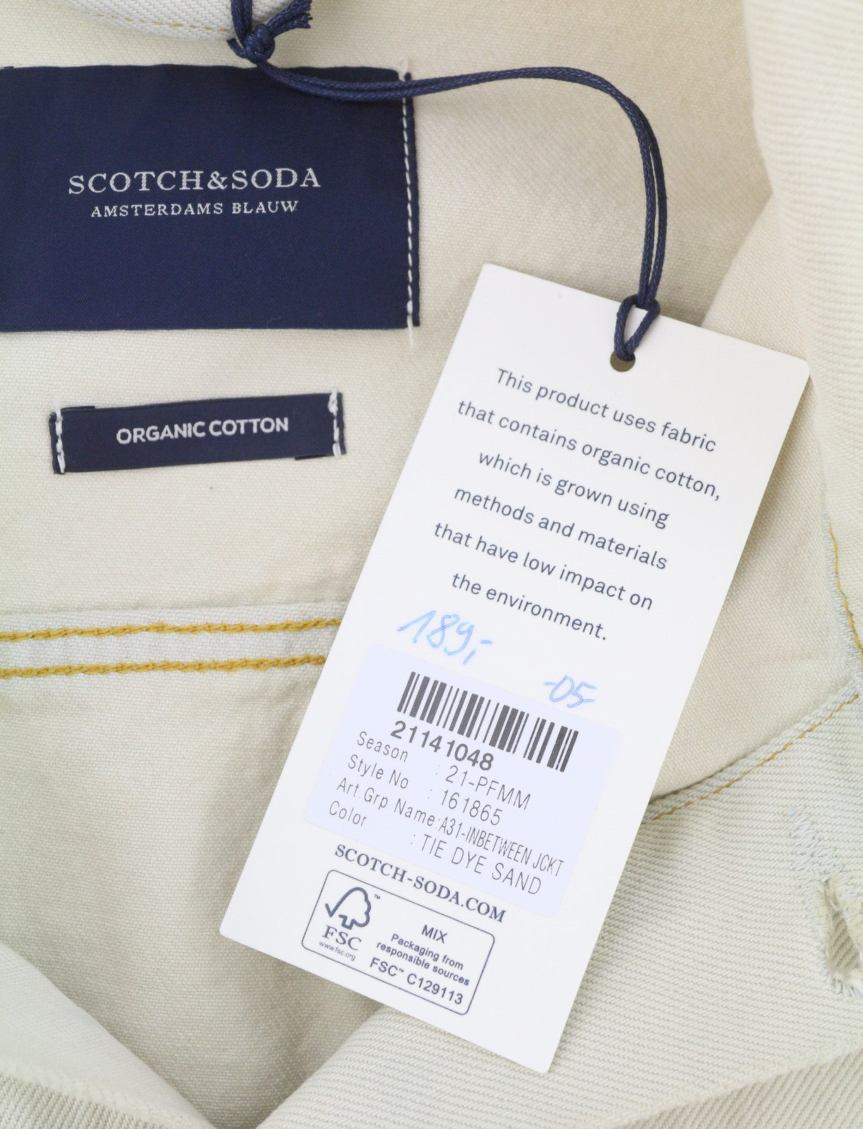 SCOTCH & SODA Trucker Men Jacket L Beige Tie Dye Organic Denim