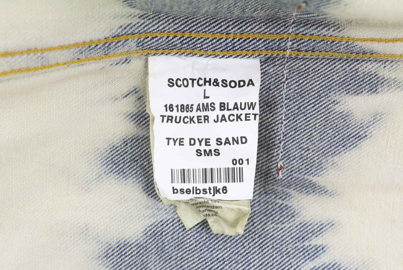 SCOTCH & SODA Trucker Men Jacket L Beige Tie Dye Organic Denim
