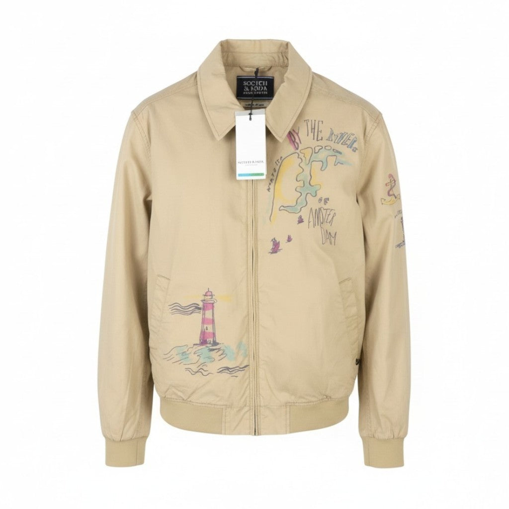 SCOTCH & SODA Men Jacket M Beige Patterned Spread Bomber