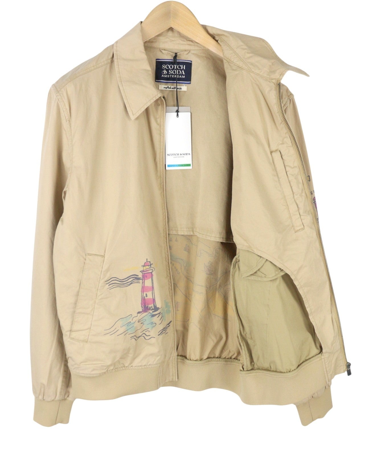 SCOTCH & SODA Men Jacket M Beige Patterned Spread Bomber