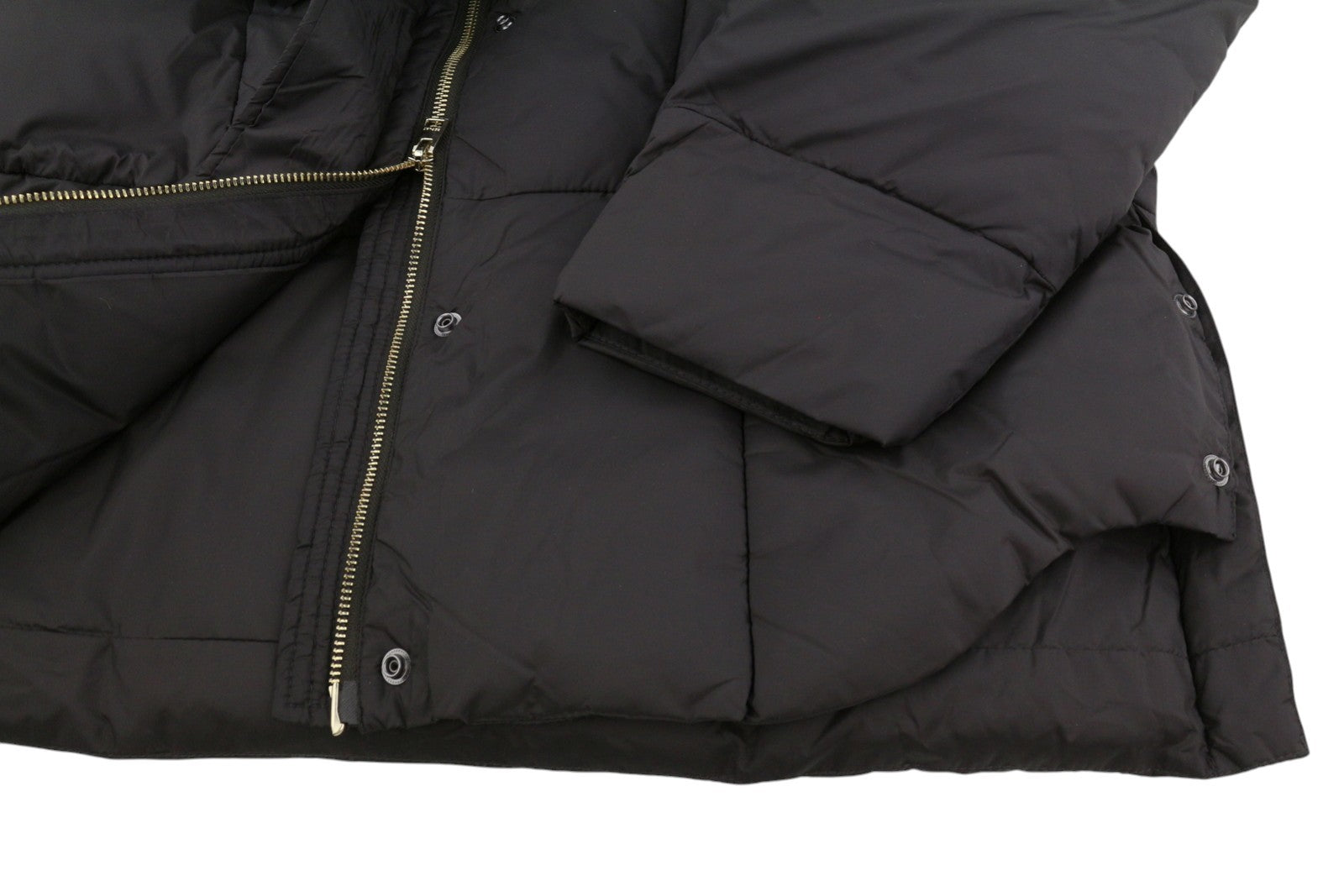 REPLAY W7453 Women Jacket M Dark Brown Quilted Hooded Mid-Length