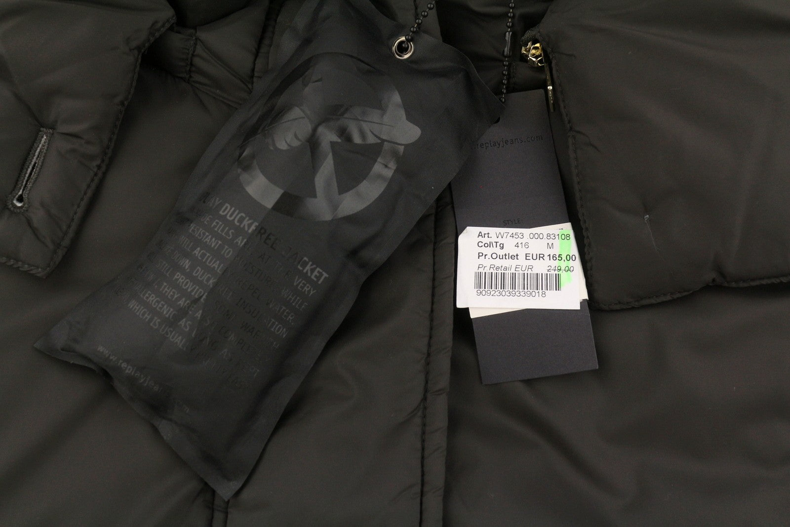 REPLAY W7453 Women Jacket M Dark Brown Quilted Hooded Mid-Length