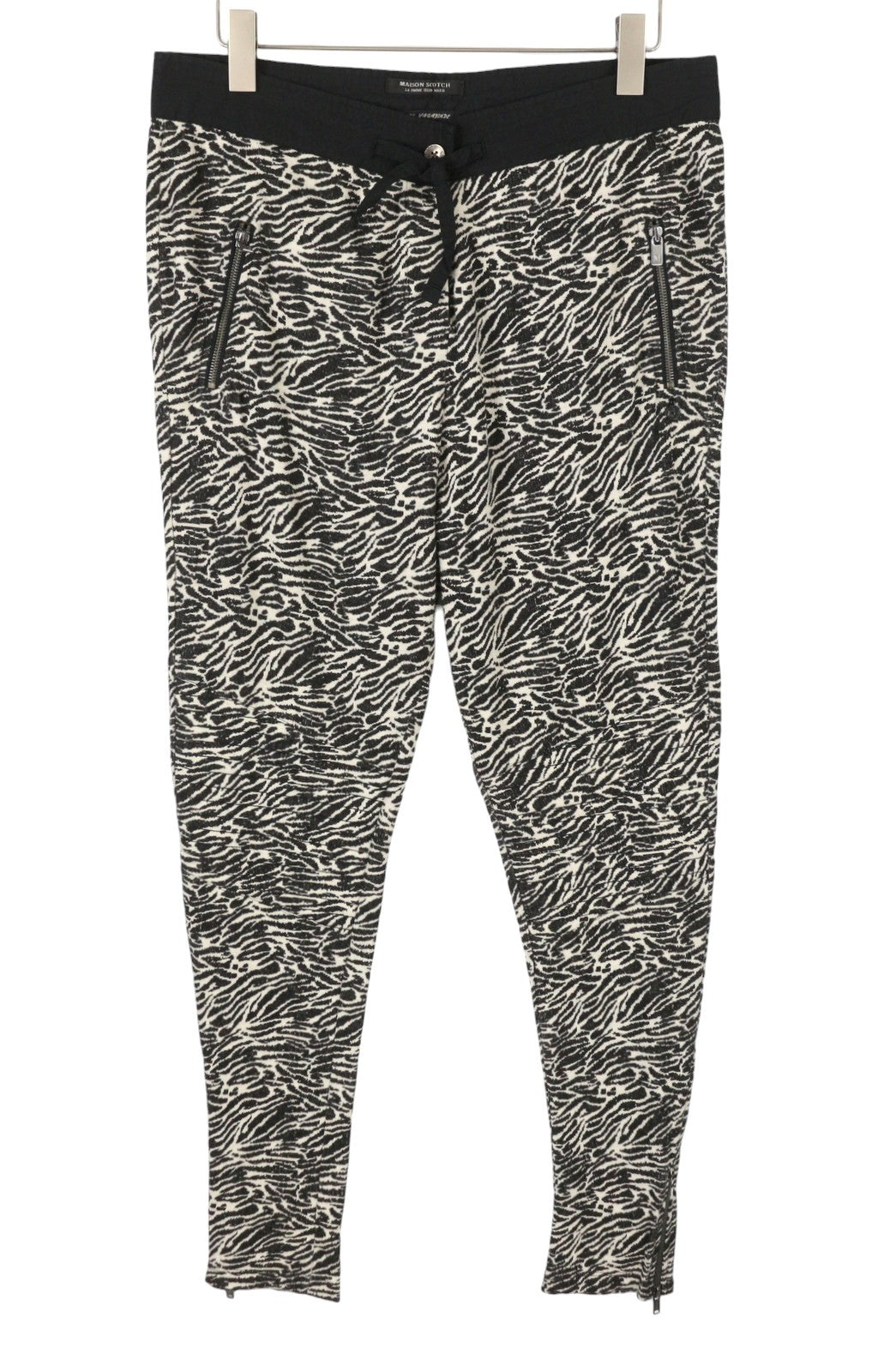MAISON SCOTCH Women Trousers M Black Zebra Zip Bottom Sweatpants