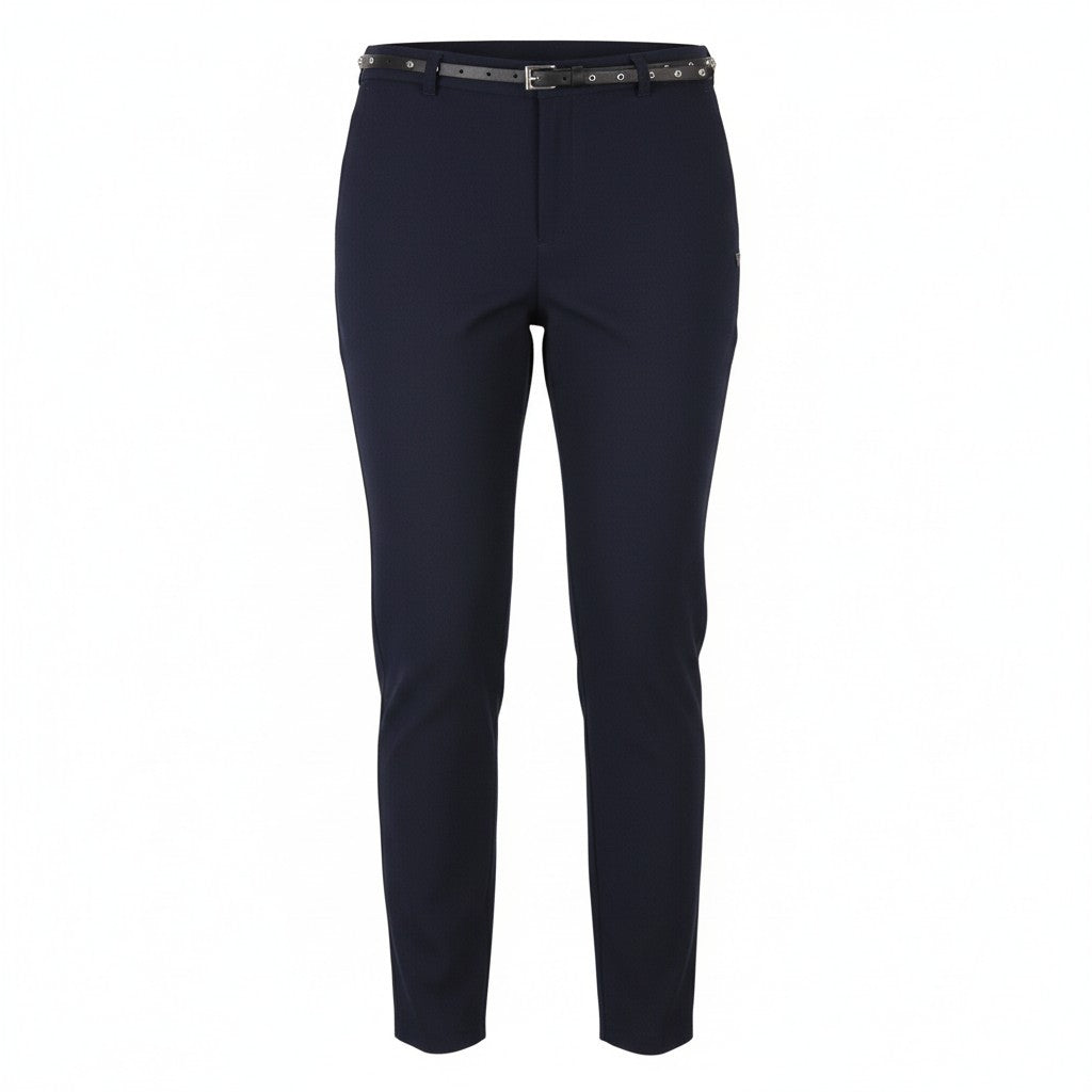 MAISON SCOTCH Women Trousers S Dark Blue Belted Cropped Slim Chino