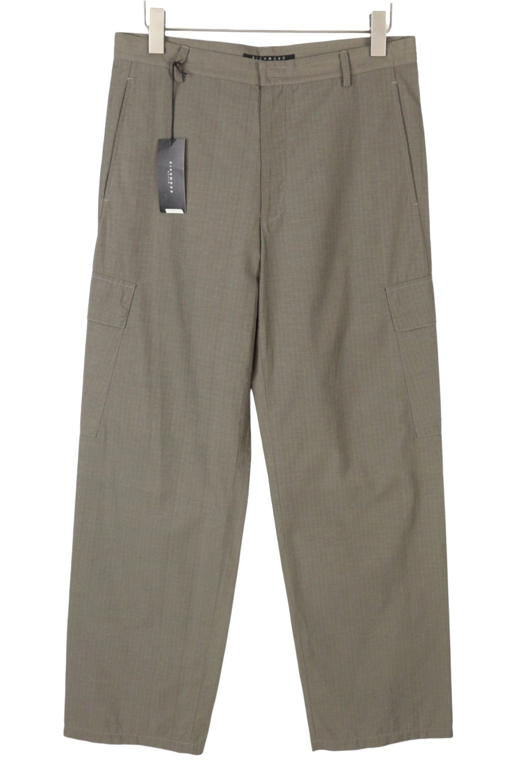 RICHMOND Denim Women Trousers EU44 W33 Grey Pinstriped Cargo Zip Fly