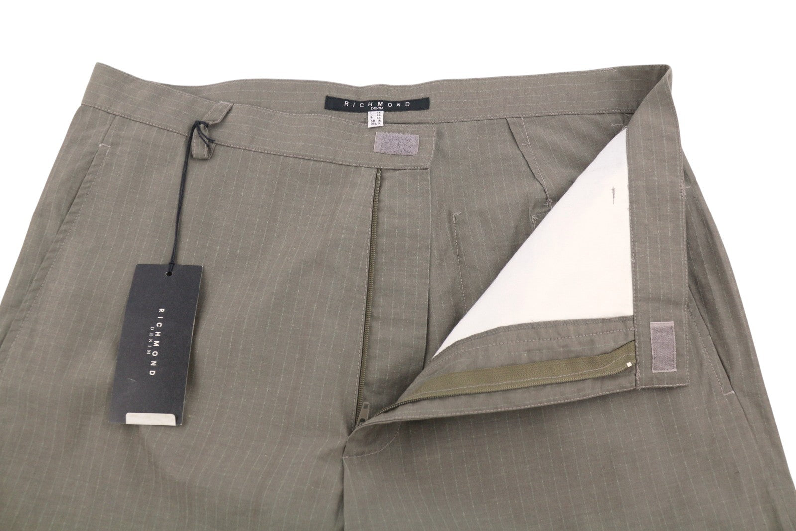 RICHMOND Denim Women Trousers EU44 W33 Grey Pinstriped Cargo Zip Fly