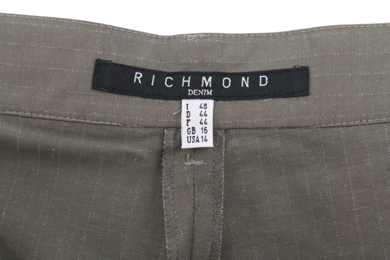 RICHMOND Denim Women Trousers EU44 W33 Grey Pinstriped Cargo Zip Fly