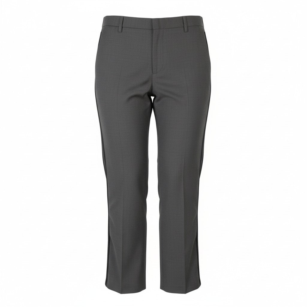 JOHN RICHMOND Women Trousers EU44 W33 Grey Wool Side Line Flared Leg