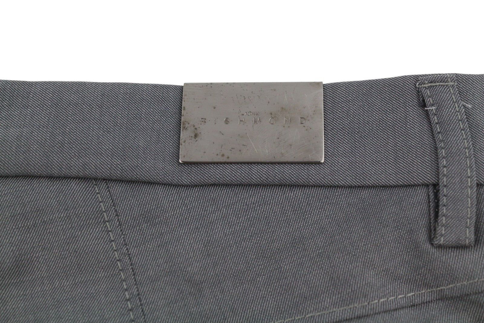 JOHN RICHMOND Women Trousers EU44 W33 Grey Wool Side Line Flared Leg