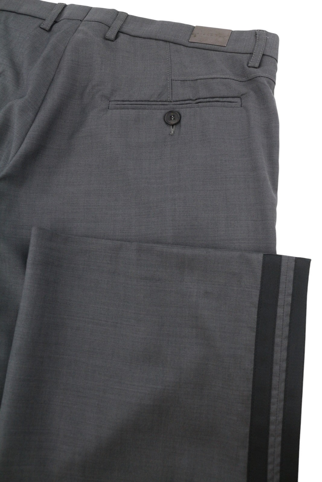 JOHN RICHMOND Women Trousers EU44 W33 Grey Wool Side Line Flared Leg