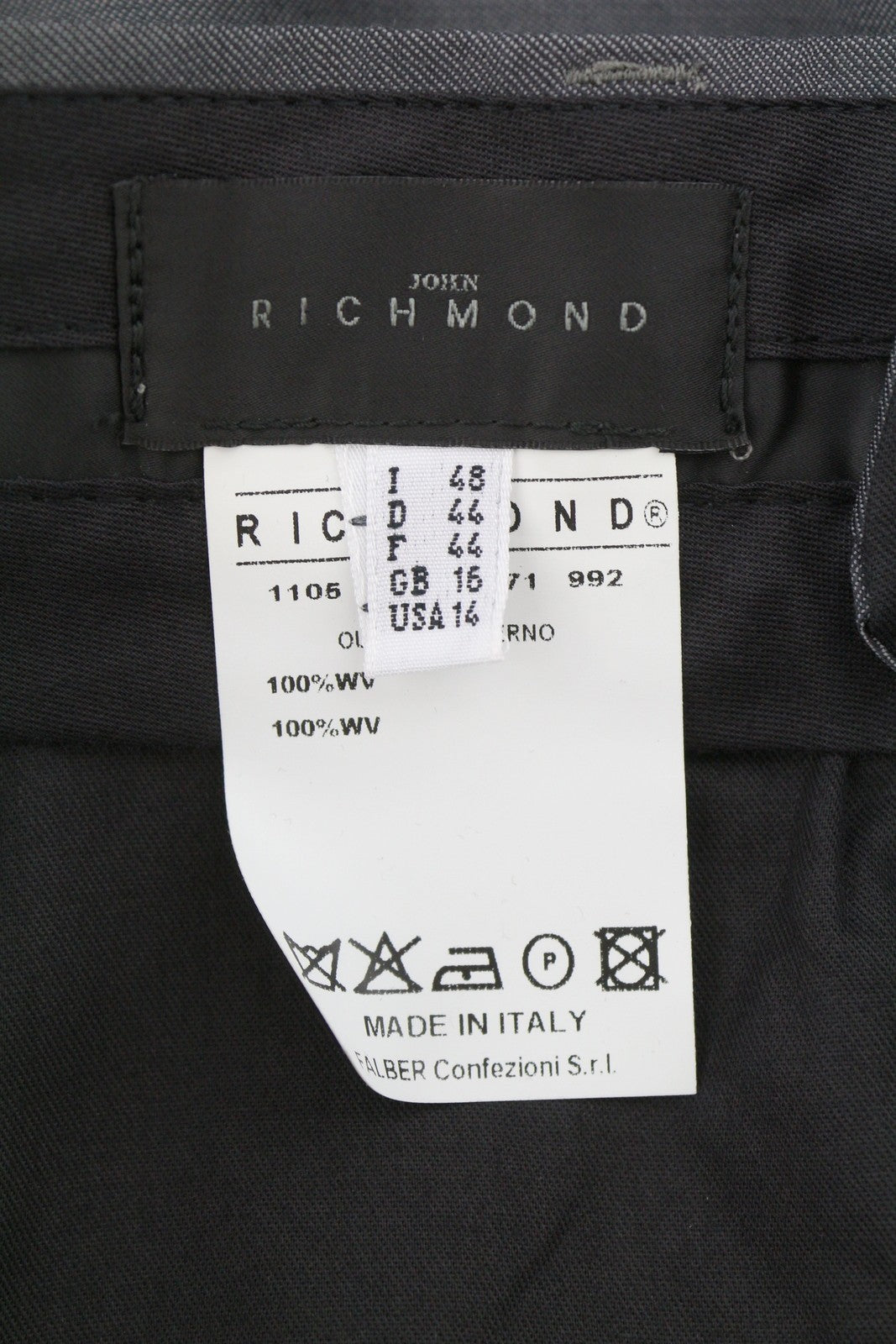 JOHN RICHMOND Women Trousers EU44 W33 Grey Wool Side Line Flared Leg