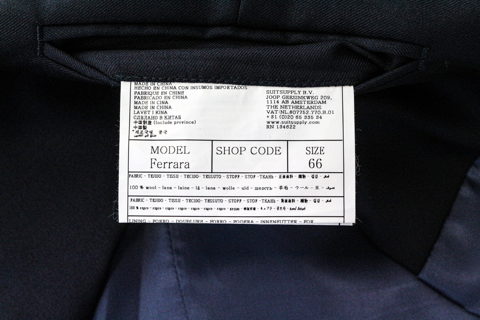 SUITSUPPLY La Spalla Men Suit UK54R Navy Perennial S110s 3-Piece Slim Pure Wool