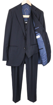 SUITSUPPLY La Spalla Men Suit UK38L Blue 3-Piece Slim Wool Perennial S110
