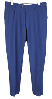 SUITSUPPLY Brescia Men Trousers UK44L Flat-Front Mid Blue Slim Glen Check Wool