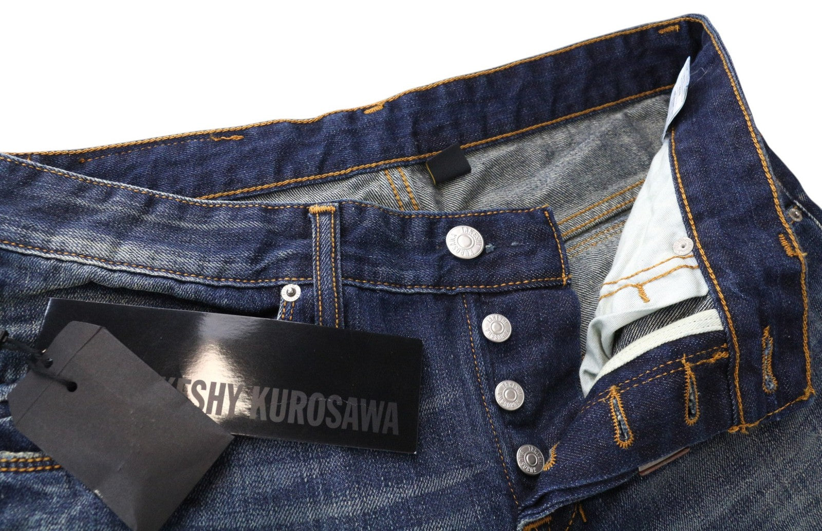 TAKESHY KUROSAWA TK 08 Bart Patt Men Jeans W32 Blue Slim Non-Stretch Distress