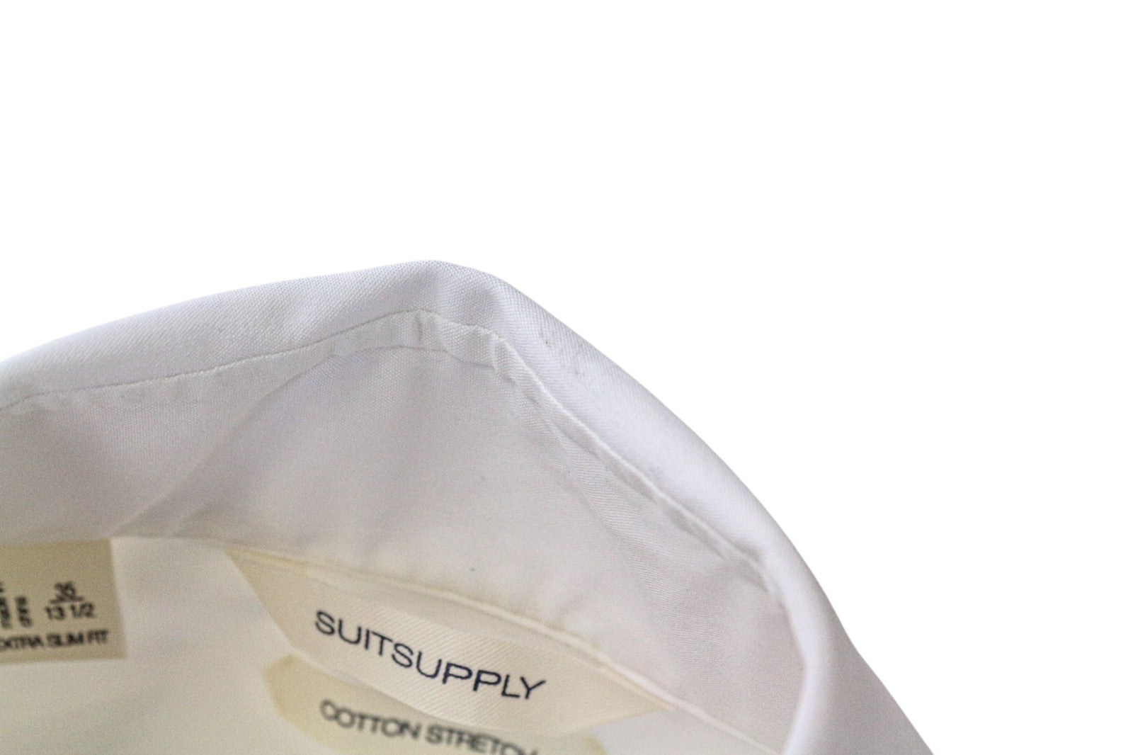SUITSUPPLY Men Shirt 35/ 13 1/2 White Extra Slim Fitted Formal Stretch Cotton