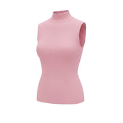 SUISTUDIO Blanca Women Top XS Pink Slim Knit Ribbed High Neck Sleeveless Tank