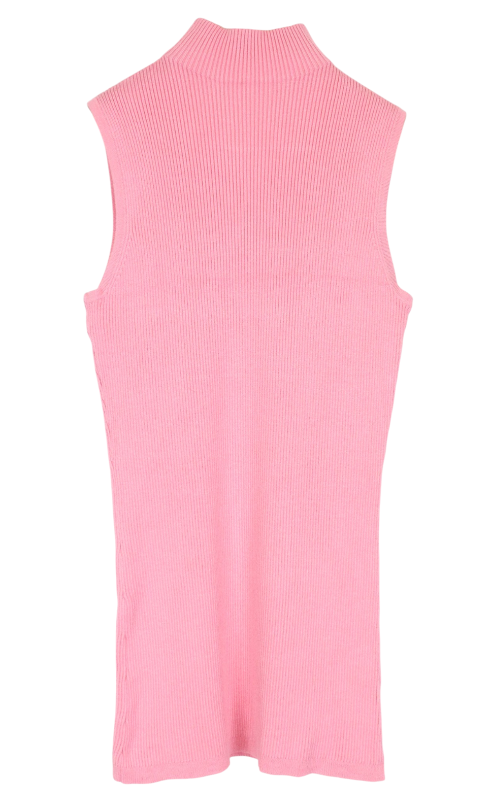 SUISTUDIO Blanca Women Top XS Pink Slim Knit Ribbed High Neck Sleeveless Tank