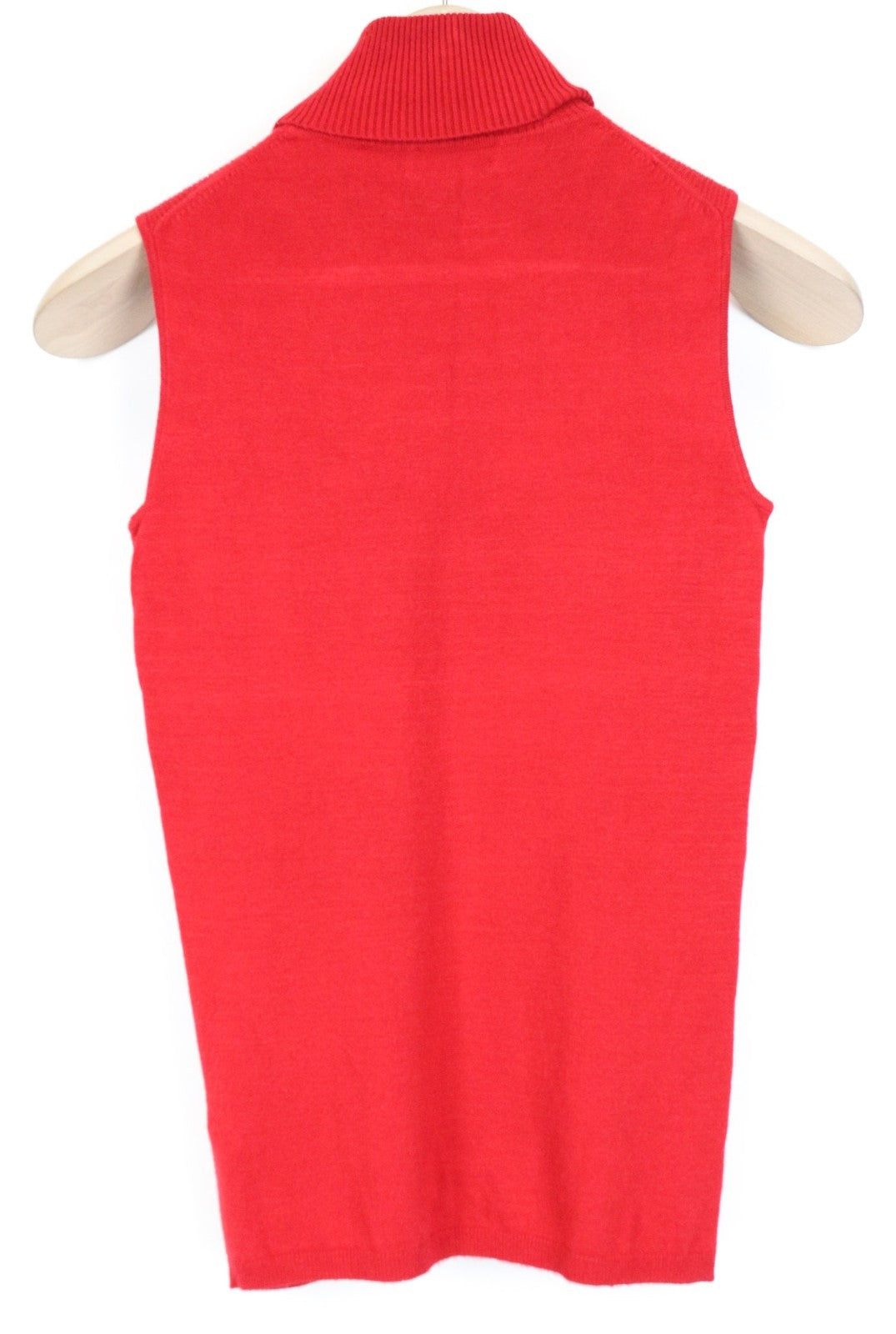 SUISTUDIO Haze Women Top S Bright Red Slim Knit Ribbed Turtleneck Sleeveless