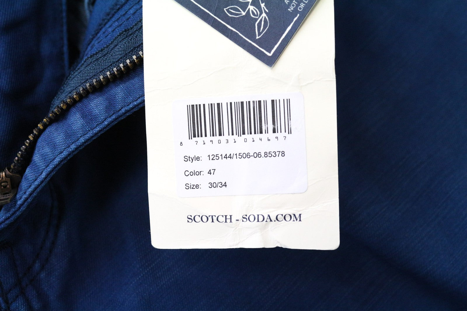 SCOTCH & SODA Theon Men Trousers W30/L34 Blue Dyed Loose Taper Chino
