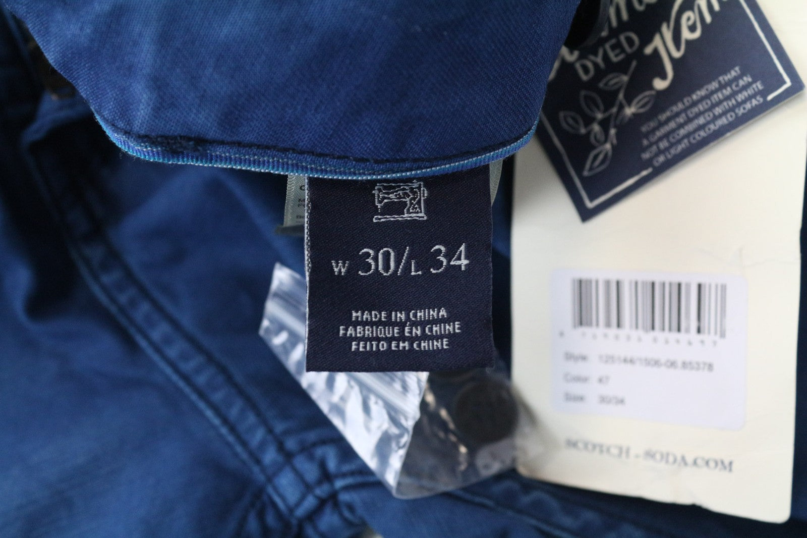 SCOTCH & SODA Theon Men Trousers W30/L34 Blue Dyed Loose Taper Chino