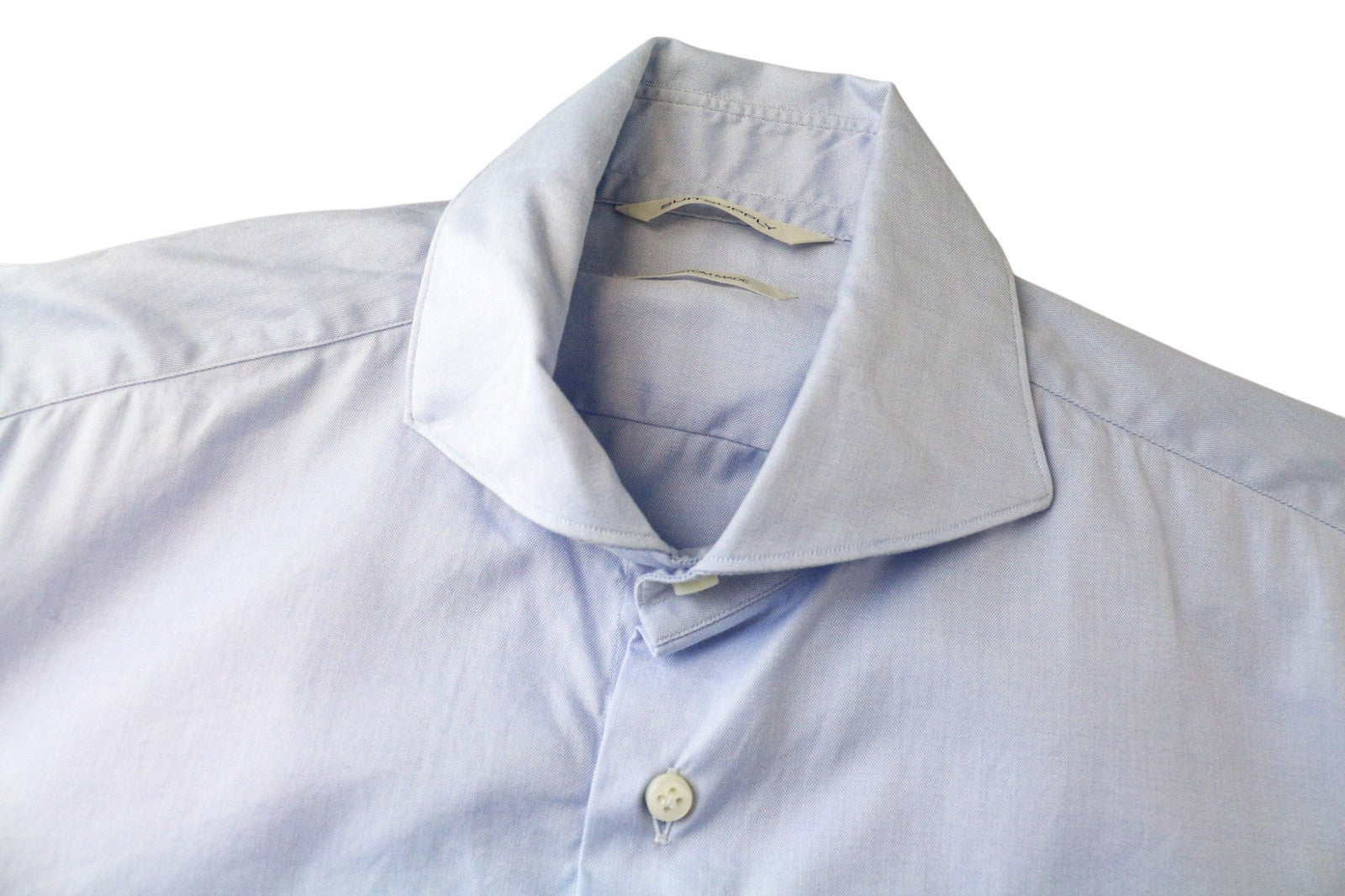 SUITSUPPLY Men Shirt 39/15 1/2 Extra Slim Blue Pure Cotton Cutaway Long Sleeve