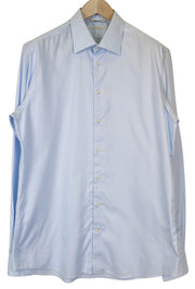 SUITSUPPLY Men Shirt 44-7/17 1/2L Slim Blue Pure Cotton Long Sleeve Classic