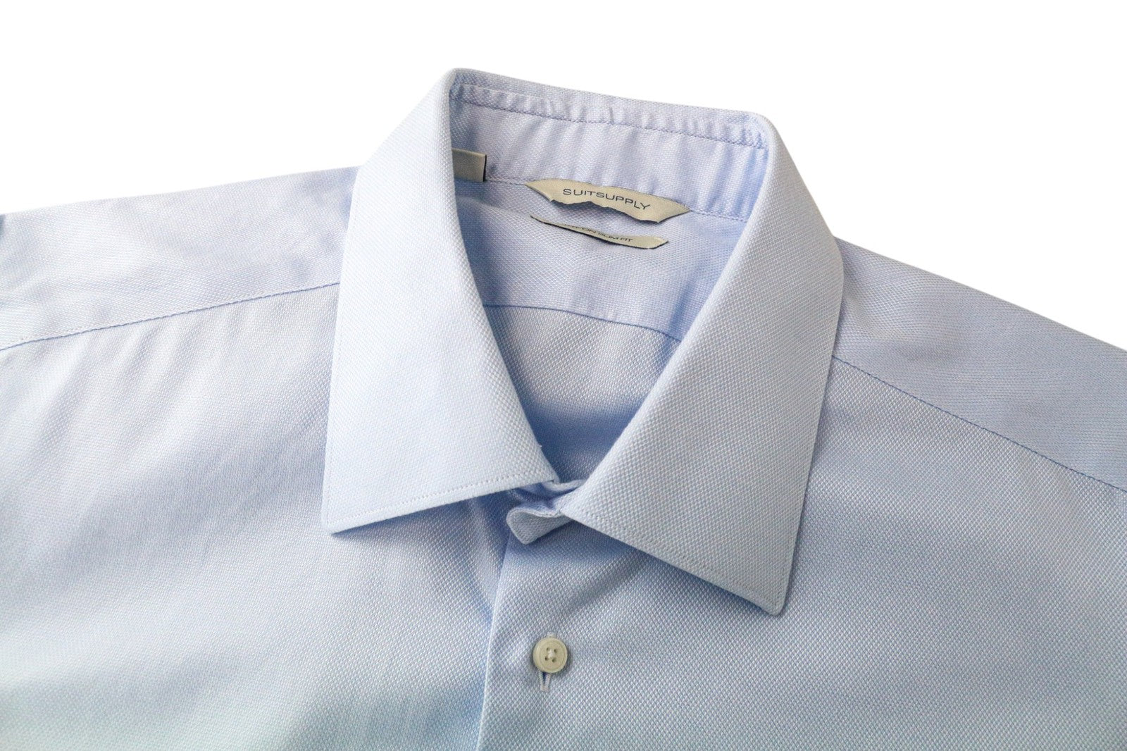 SUITSUPPLY Men Shirt 44-7/17 1/2L Slim Blue Pure Cotton Long Sleeve Classic