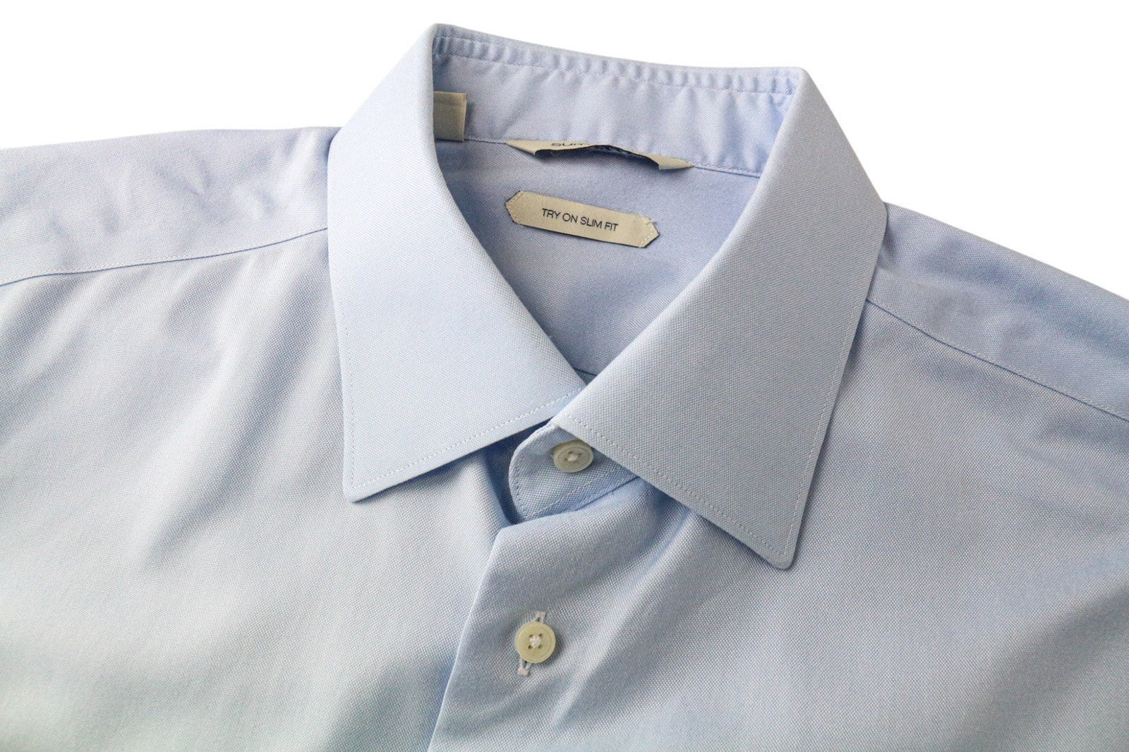 SUITSUPPLY Men Shirt 42L/16 1/2L Slim Blue Pure Cotton Button-Up Formal Twill