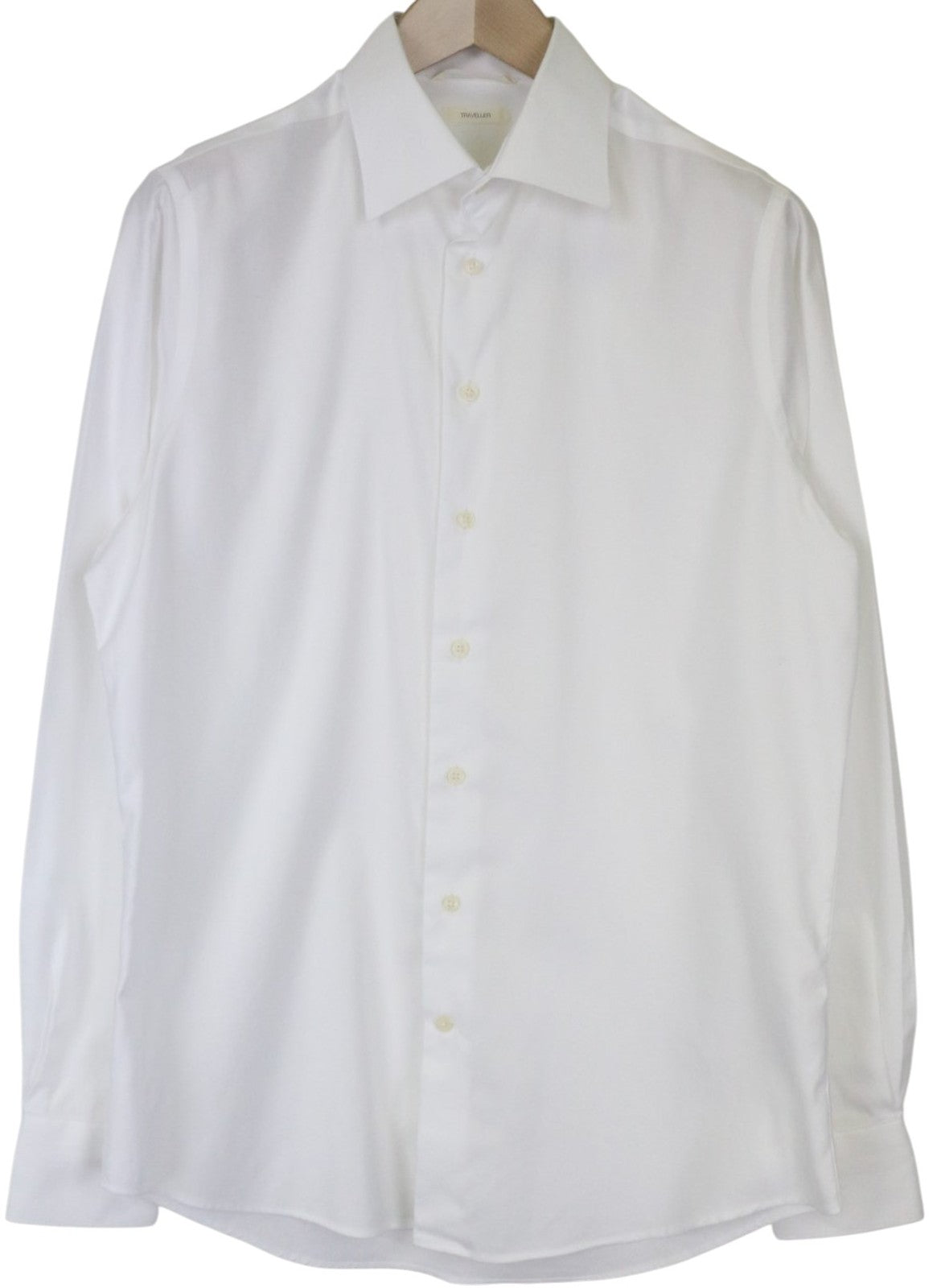 SUITSUPPLY Traveller Men Shirt 40/15 3/4 Slim White Pure Cotton Button-Up Twill