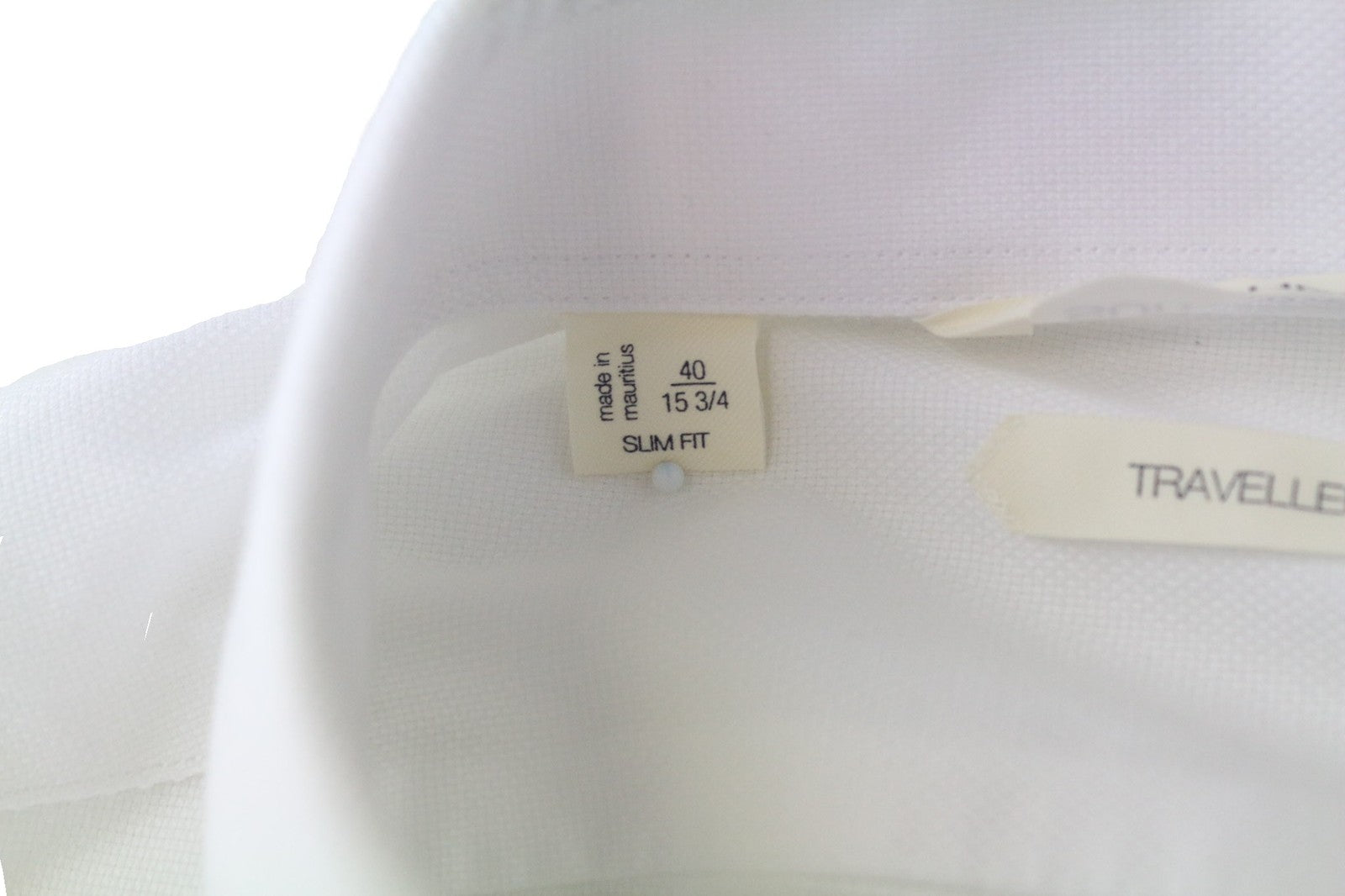 SUITSUPPLY Traveller Men Shirt 40/15 3/4 Slim White Pure Cotton Button-Up Twill
