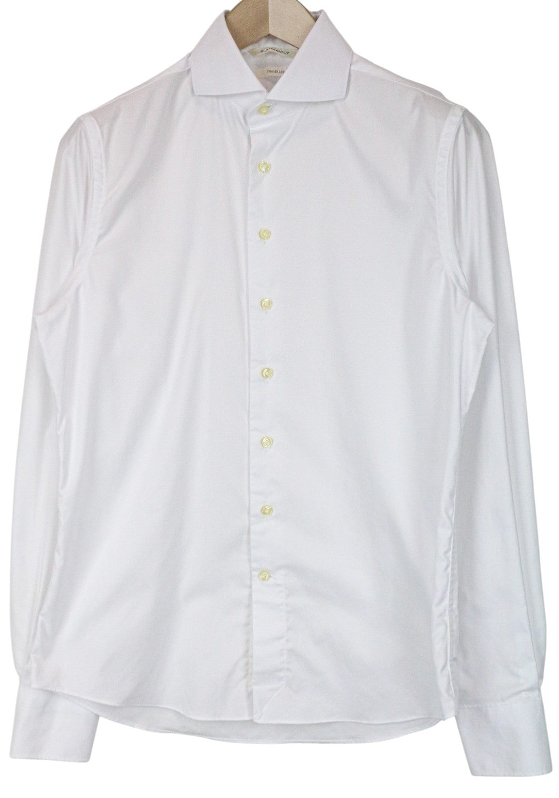SUITSUPPLY Traveller Men Shirt 40 Extra Slim White Pure Cotton Cutaway Twill