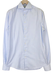 SUITSUPPLY Men Shirt 39L/15 1/2L Extra Slim Blue Cotton Striped Pattern Twill
