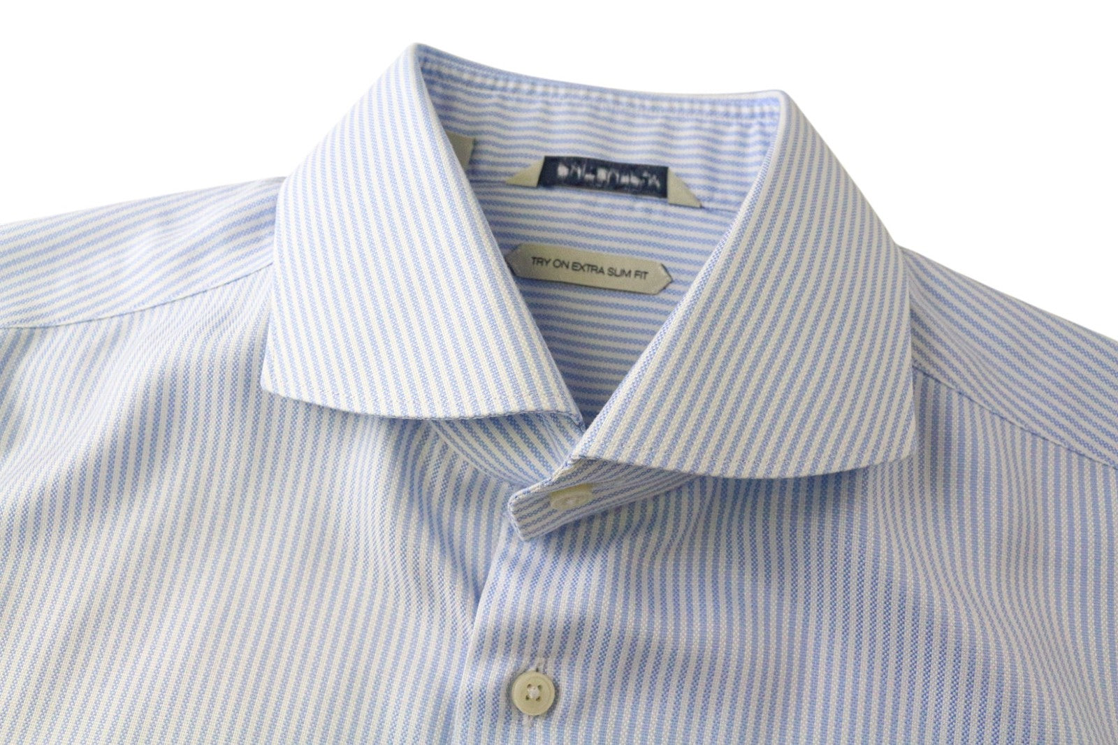 SUITSUPPLY Men Shirt 41L/16L Extra Slim Blue Pure Cotton Striped Twill