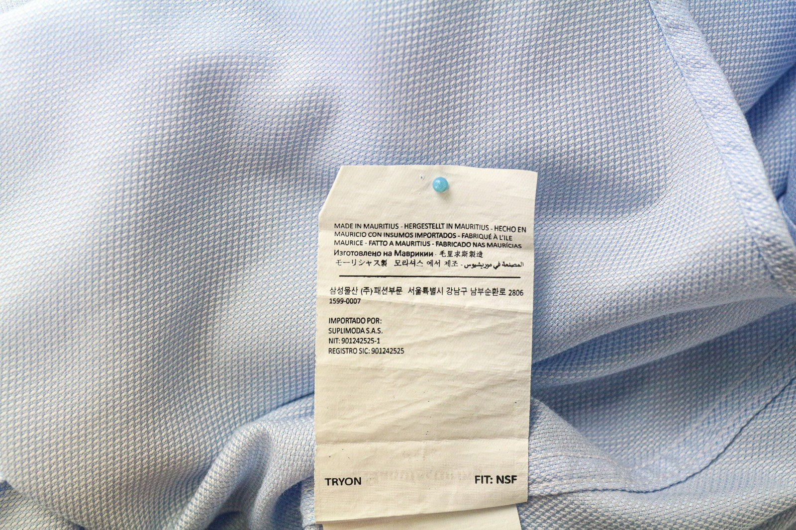 SUITSUPPLY Men Shirt 40L/15 3/4L Slim Blue Pure Cotton Plain Long Sleeved