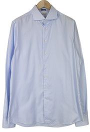 SUITSUPPLY Men Shirt 43L/17L Extra Slim Blue Pure Cotton Stripe Pattern
